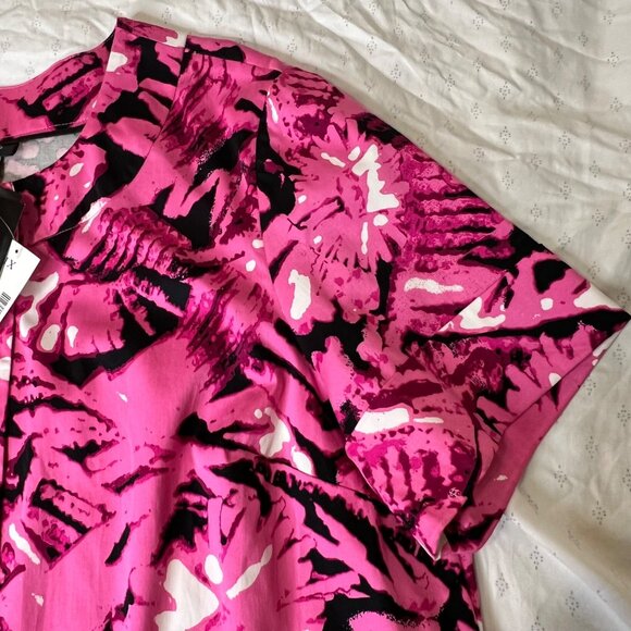 Liz & Me Platinum Collection18/20 IX Pink Black Abstract Short Sleeve Career NWT - Picture 5 of 9